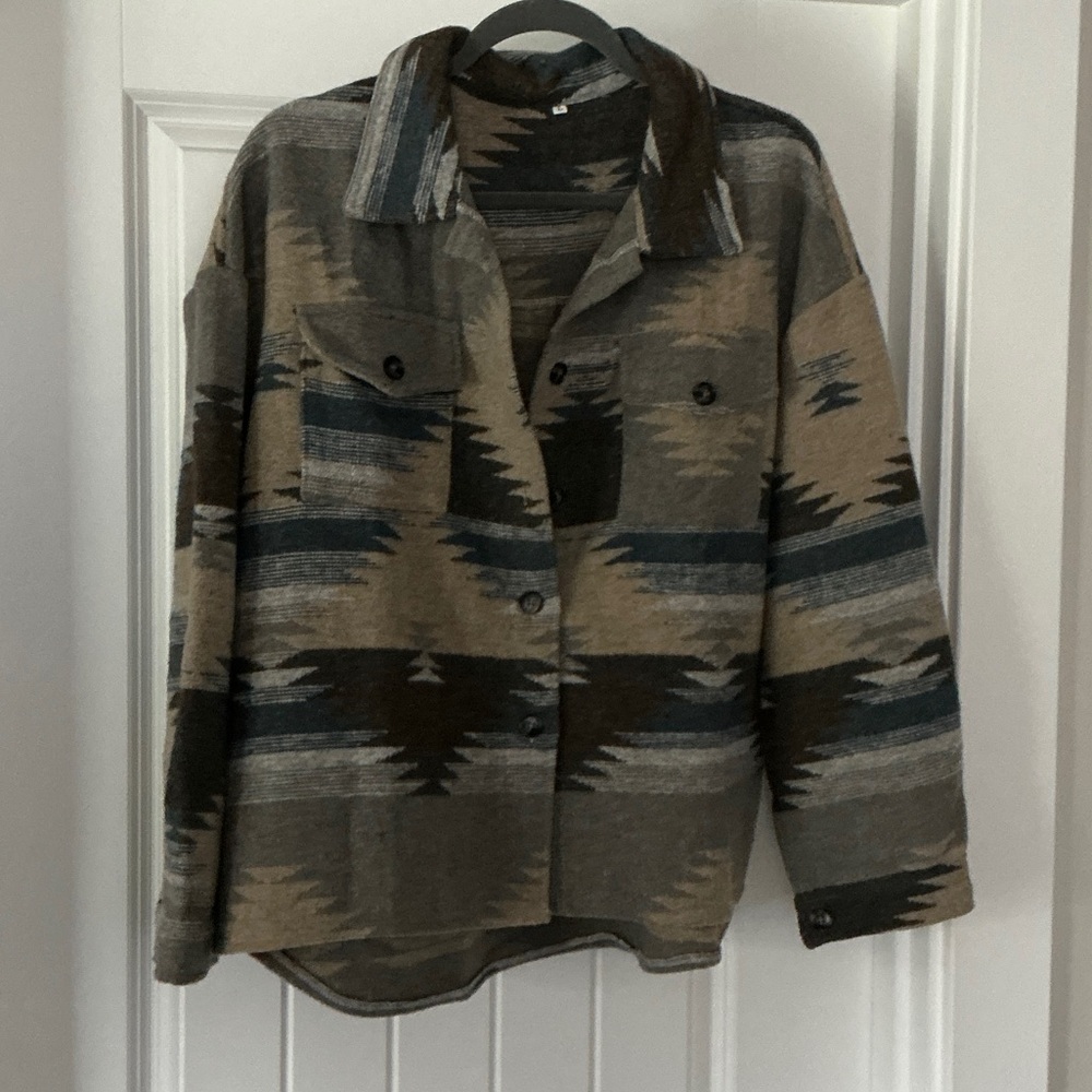 Southwestern Patterned Button-Up Jacket - image 1